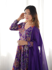 Unique Digital Print Purple Color Palazzo Suit