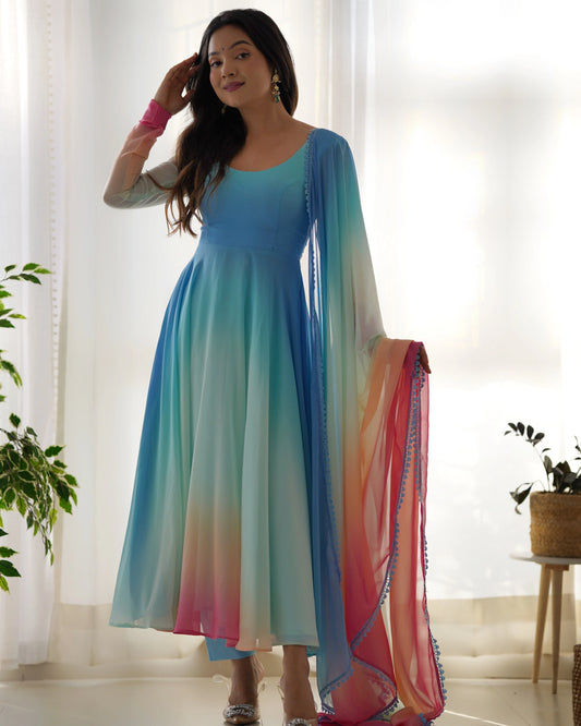 Celebrity Style Multi Color Anarkali Suit