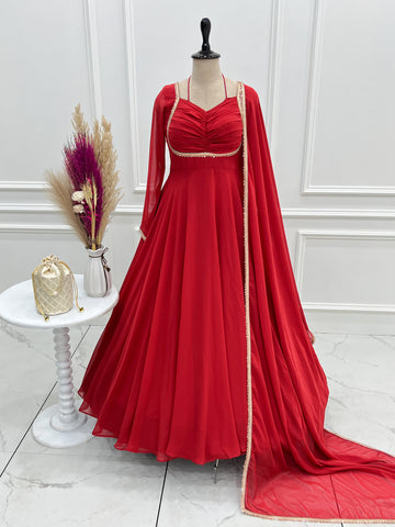 Amazing Georgette with Designer Work Gown
