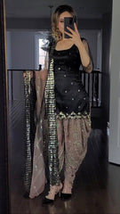 Captivating Black Color Georgette Embroidery Sequence Work  Dhoti  Salwar