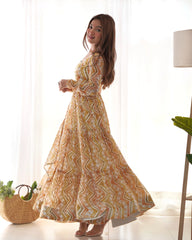 Fabulous Cream Color Zigzag Print Anarkali Suit