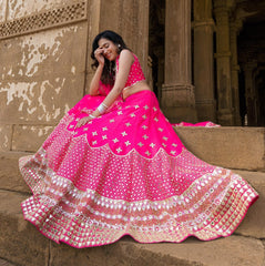 Wedding Wear Embroidered Pink Color Lehenga Choli