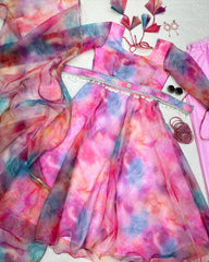 Tie-dye Print Pink Color Designer Anarkali Suit