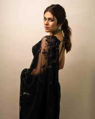 Party Wear  Black Color Sequence Work Saree