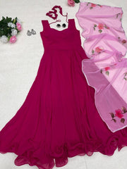 Pink Color Huge Flair Anarkali Gown