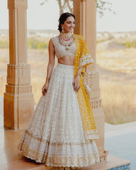 Kiara Advani Wear White Color Wedding Lehenga Choli