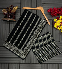 Luxuriant Sequence Work Black Color Saree