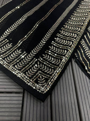 Luxuriant Sequence Work Black Color Saree