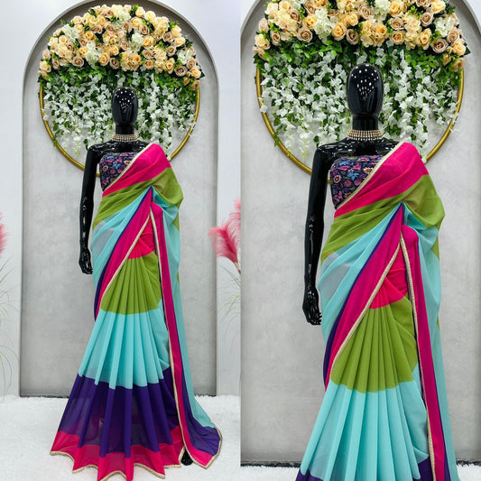 Multi Digital Print Bollywood Saree