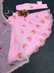 Rakhi Special Pink Color Organza Silk Anarkali Gown