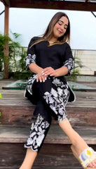 Amazing Black Color Embroidery Work Kurti With Pant