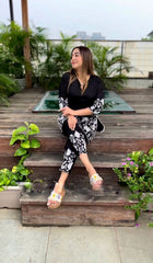 Amazing Black Color Embroidery Work Kurti With Pant