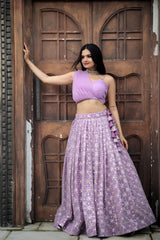 Lavender Color Embroidered Lehenga With Fancy Blouse