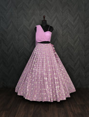 Lavender Color Embroidered Lehenga With Fancy Blouse