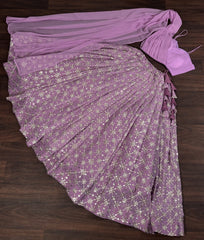 Lavender Color Embroidered Lehenga With Fancy Blouse