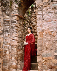 Outstanding Red Color Sequence Work Saree