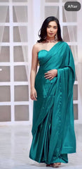 Embellished Satin Silk Rama Color Ready To Wear Saree