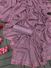 Glimmering Dusty Pink Color Sequence Work Saree