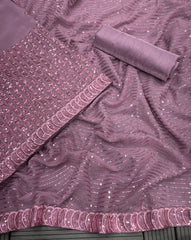 Glimmering Dusty Pink Color Sequence Work Saree