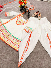 Presenting Baby Girl White Embroidery Work Top With Dhoti Salwar