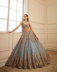 Sangeet Night Sequence Work Sky Blue Color Lehenga Choli