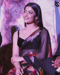 Rashmika Mandanna Black Color Saree