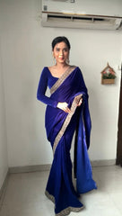 Peaceful  Blue Color Thread with Sequence Saree