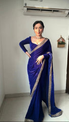 Peaceful  Blue Color Thread with Sequence Saree