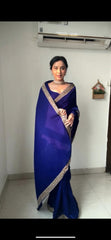 Peaceful  Blue Color Thread with Sequence Saree