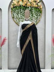 Luxuriant Black Color Thread with Sequence Saree