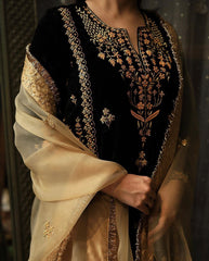 Admiring Black Color  Velvet With Sequence Embroidery Work Sharar Suit