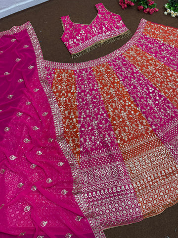 Wedding Wear Pink  Color Shade Heavy Lehenga Choli