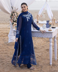 Stunning Blue Color Georgette Embroidery Work Gown