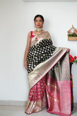 Captivating  Pink Color Cotton Silk Rich Weaving Saree