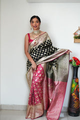 Captivating  Pink Color Cotton Silk Rich Weaving Saree