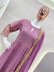 Luxuriant Pink Color Georgette Sequence Embroidery Work Gown