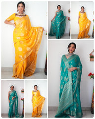 Designer Yellow Color Soft Cotton Saree