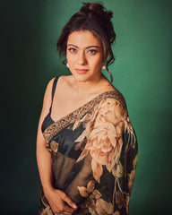 Kajol Devgan Black Color Organza Saree