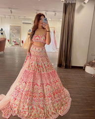 Admiring Cream Color Sequence Embroidered Lehenga Choli