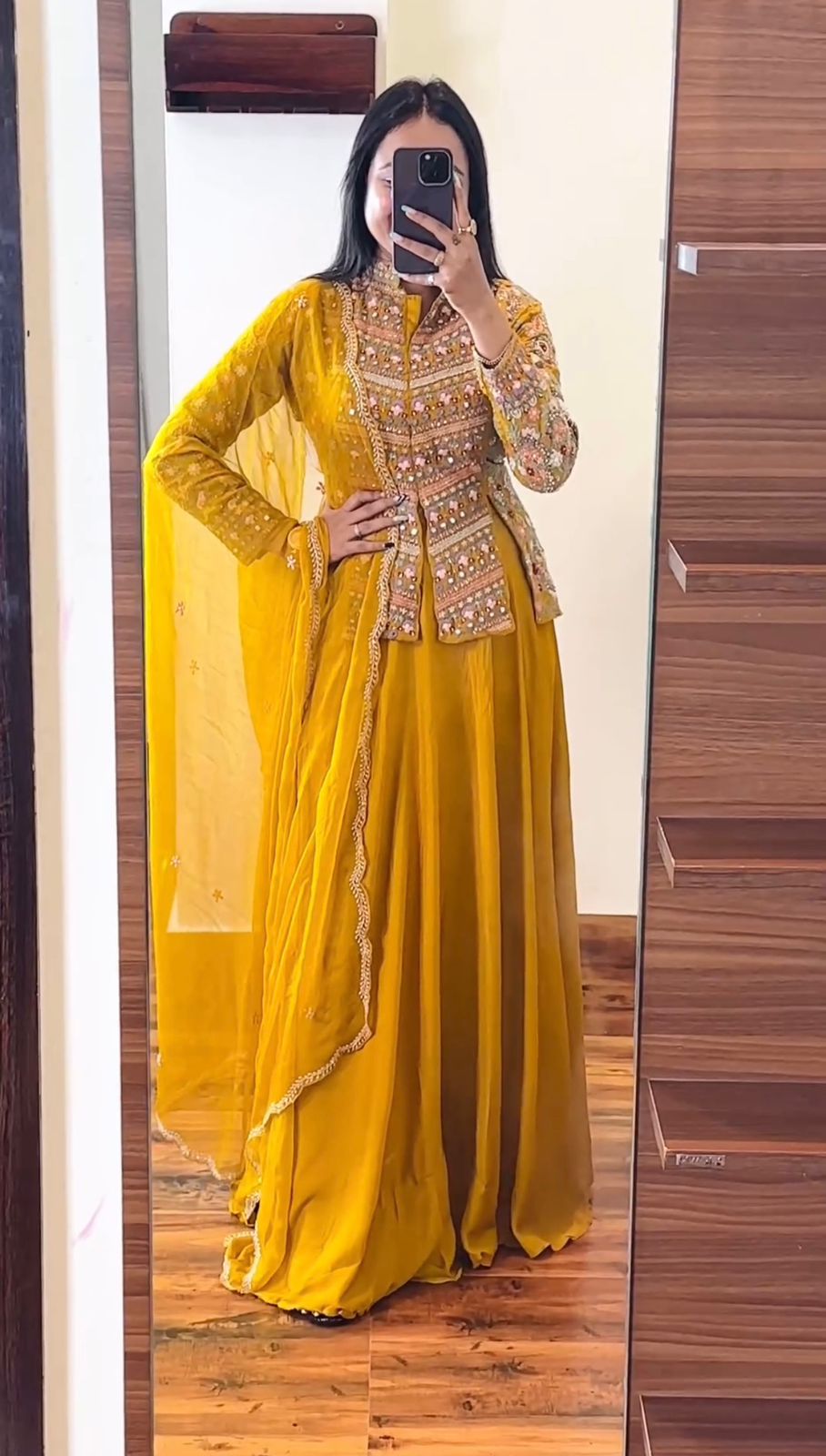 Haldi Wear Yellow Color Georgette Embroidery & Sequins Work Top With Lehenga