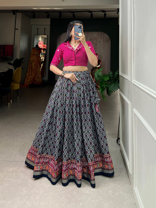 Marvelous Cotton Patola With Foil Print Leheng Choli