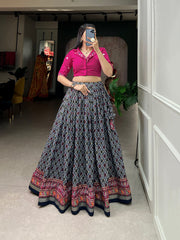 Marvelous Cotton Patola With Foil Print Leheng Choli