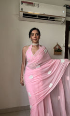 Shining Pink Color Soft Georgette Silk Ready To Wear Saree