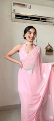 Shining Pink Color Soft Georgette Silk Ready To Wear Saree