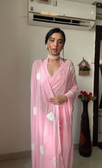 Shining Pink Color Soft Georgette Silk Ready To Wear Saree