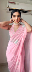 Shining Pink Color Soft Georgette Silk Ready To Wear Saree