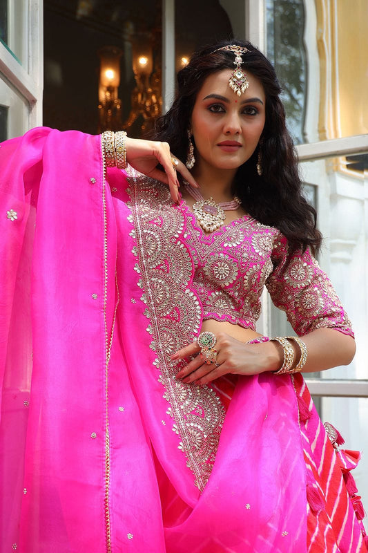 Trendy  Pink Color Silk Foil Work With Digital  Print  Lehenga Choli