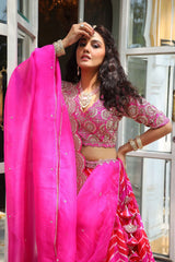 Trendy  Pink Color Silk Foil Work With Digital  Print  Lehenga Choli