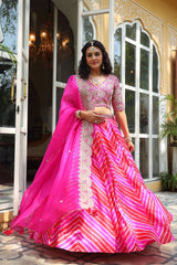 Trendy  Pink Color Silk Foil Work With Digital  Print  Lehenga Choli