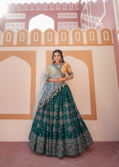 Marriage Special Work Green Color Lehenga Choli